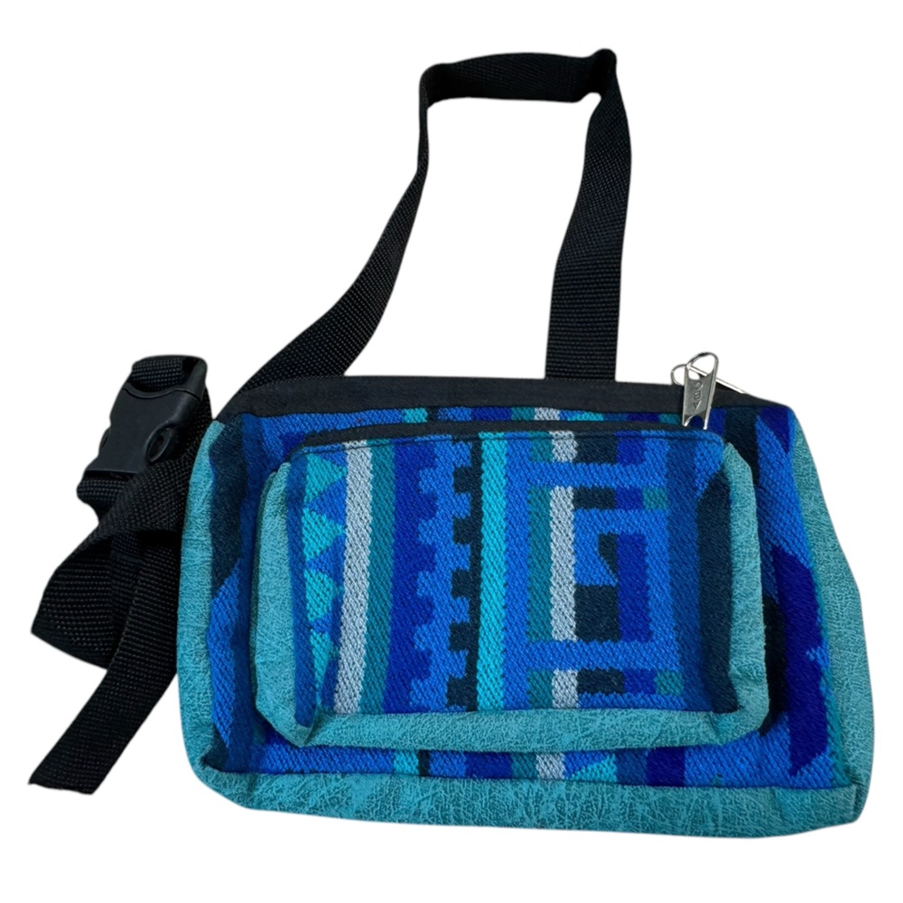 Blue Aztec Blanket Women's Hippie Boho Hip Fanny Pack Belt Bag Minty